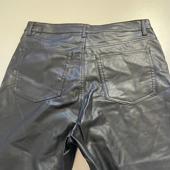 NWT H&M Pant Trouser Faux Leather Black Straight Leg Wide Winter Sweater Knit 14 - Picture 7 of 13